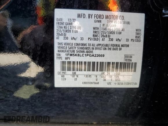 ✅ 2023 Ford Explorer King Ranch • VIN: 1FM5K8LC1PGA22669 • Lot: 62109295. Wystawiony na Copart z przebiegiem 44 375 mil. Bezpłatny archiwum sprzedaży aukcyjnych z USA i szczegółowy raport historii pojazdu na DreamBid. Zdjęcie 13.