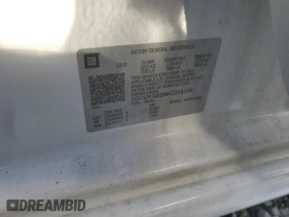 ✅ 2019 Chevrolet Silverado 1500 LTZ • VIN: 1GCUYGED8KZ215770 • Lot: 83820375. Wystawiony na Copart z przebiegiem Nie podano. Bezpłatny archiwum sprzedaży aukcyjnych z USA i szczegółowy raport historii pojazdu na DreamBid. Zdjęcie 13.