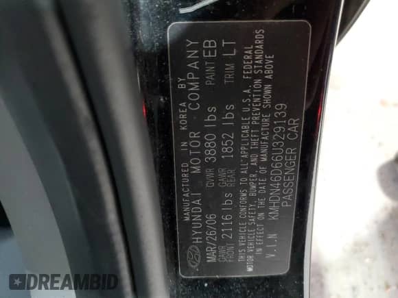 2006 Hyundai Elantra GLS с VIN KMHDN46D66U329139, выставлен на аукционе Copart как лот 76279144 с пробегом 152 672 миль миль и Списание • Salvage title. История ставок и продаж доступна на DreamBid. Изображение 12.