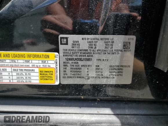 ✅ 2016 Chevrolet Traverse LTZ • VIN: 1GNKRJKD0GJ109851 • Лот: 60898605. Опубликован ранее на Copart с пробегом Не указан. Бесплатный доступ к архиву аукционных продаж из США и подробный отчёт об истории автомобиля на DreamBid. Изображение 13.