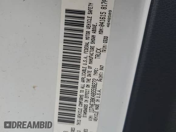 2008 Dodge Dakota Bighorn/Lonestar with VIN 1D7HE38K48S598272, listed as a Copart auction lot 46286755 with 61,629 mi miles and Salvage title. Bid and sale history available at DreamBid. Image 13.