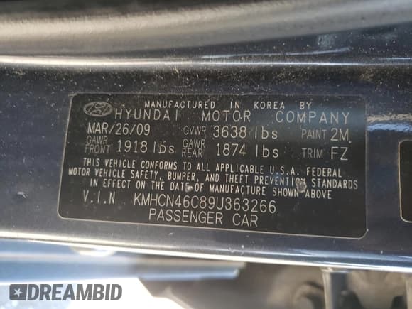 ✅ 2009 Hyundai Accent Auto GLS • VIN: KMHCN46C89U363266 • Лот: 88976155. Опубликован ранее на Copart с пробегом 168 524 миль. Бесплатный доступ к архиву аукционных продаж из США и подробный отчёт об истории автомобиля на DreamBid. Изображение 13.