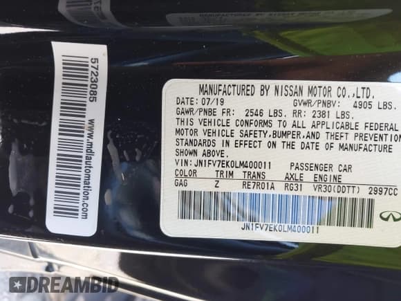 ✅ 2020 Infiniti Q60 Red Sport 400 • VIN: JN1FV7EK0LM400011 • Lot: 42110498. Listed on IAAI with 112,257 mi. Free auction sales archive from the USA and detailed vehicle history report at DreamBid. Image 9.