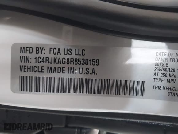 ✅ 2024 Jeep Grand Cherokee Altitude • VIN: 1C4RJKAG8R8530159 • Lot: 41589577. Listed on IAAI with 18,745 mi. Free auction sales archive from the USA and detailed vehicle history report at DreamBid. Image 9.