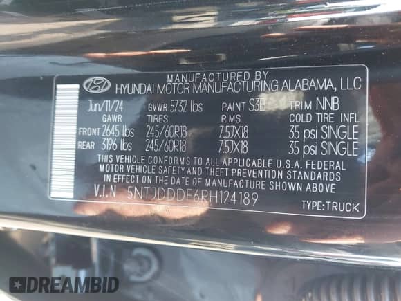 ✅ 2024 Hyundai Santa Cruz XRT • VIN: 5NTJDDDF6RH124189 • Лот: 41503245. Размещён на IAAI с пробегом 1 085 миль миль. Получите бесплатный доступ к архиву аукционных продаж из США и посмотрите подробный отчёт об истории автомобиля на DreamBid. Изображение 9.