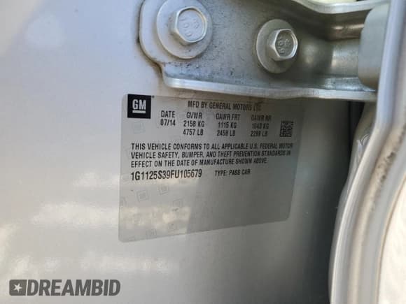 ✅ 2015 Chevrolet Impala LT • VIN: 1G1125S39FU105679 • Lot: 91871755. Listed on Copart with 177,042 mi. Free auction sales archive from the USA and detailed vehicle history report at DreamBid. Image 13.