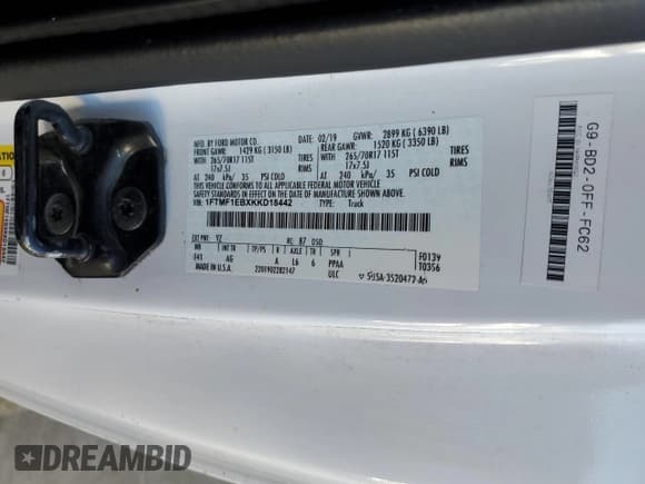 ✅ 2019 Ford F-150 XL • VIN: 1FTMF1EBXKKD18442 • Лот: 41674965. Опубликован ранее на Copart с пробегом 143 028 миль. Бесплатный доступ к архиву аукционных продаж из США и подробный отчёт об истории автомобиля на DreamBid. Изображение 12.