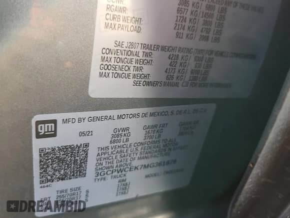 2021 Chevrolet Silverado 1500 LT z VIN 3GCPWCEK7MG361879, wystawiony jako Copart lot #62980165 z przebiegiem 39 723 mil mil oraz Czysty tytuł • Clean title. Historia ofert i sprzedaży dostępna na DreamBid. Obrazek 12.