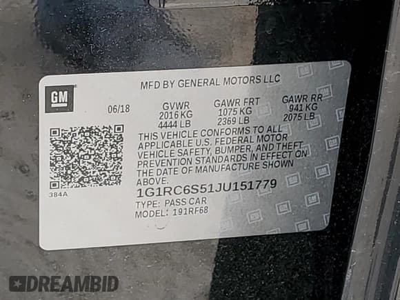 ✅ 2018 Chevrolet Volt LT • VIN: 1G1RC6S51JU151779 • Lot: 57908364. Wystawiony na Copart z przebiegiem 126 130 mil. Bezpłatny archiwum sprzedaży aukcyjnych z USA i szczegółowy raport historii pojazdu na DreamBid. Zdjęcie 12.