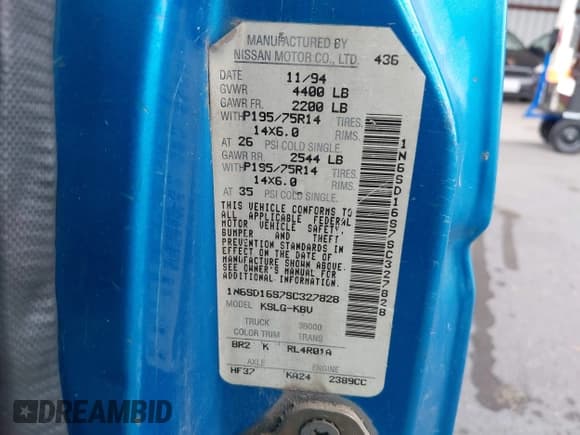 ✅ 1995 Nissan Frontier • VIN: 1N6SD16S7SC327828 • Лот: 43670041. Опубликован ранее на IAAI с пробегом 475 594 миль. Бесплатный доступ к архиву аукционных продаж из США и подробный отчёт об истории автомобиля на DreamBid. Изображение 9.