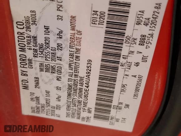 ✅ 2010 Ford Explorer XLT • VIN: 1FMEU8DE4AUA92539 • Лот: 82324725. Опубликован ранее на Copart с пробегом 227 228 миль. Бесплатный доступ к архиву аукционных продаж из США и подробный отчёт об истории автомобиля на DreamBid. Изображение 14.