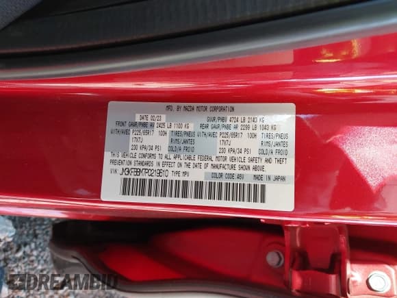 ✅ 2023 Mazda CX-5 S Select • VIN: JM3KFBBM7P0219610 • Lot: 43616077. Listed on IAAI with 10,503 mi. Free auction sales archive from the USA and detailed vehicle history report at DreamBid. Image 9.