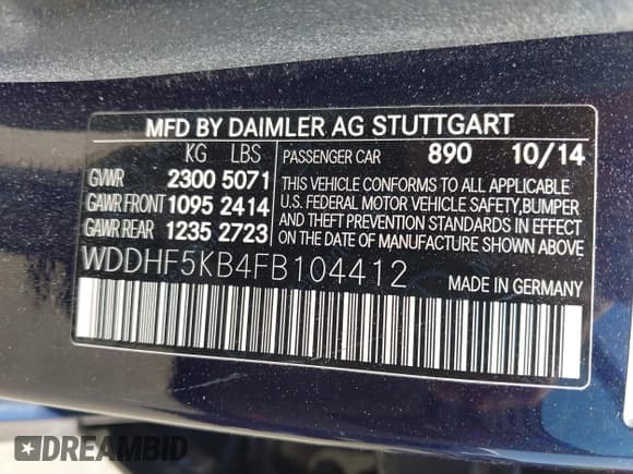 ✅ 2015 Mercedes-Benz E 350 Sport • VIN: WDDHF5KB4FB104412 • Lot: 42464632. Listed on IAAI with 95,217 mi. Free auction sales archive from the USA and detailed vehicle history report at DreamBid. Image 9.