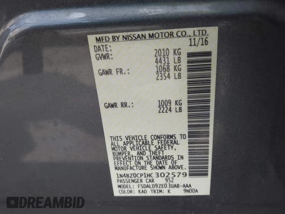 ✅ 2017 Nissan LEAF S • VIN: 1N4BZ0CP1HC302579 • Lot: 41920542. Wystawiony na IAAI z przebiegiem 37 462 mil. Bezpłatny archiwum sprzedaży aukcyjnych z USA i szczegółowy raport historii pojazdu na DreamBid. Zdjęcie 9.