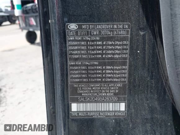 ✅ 2011 Land Rover Range Rover Sport HSE Lux • VIN: SALSK2D49BA283709 • Lot: 42649599. Listed on IAAI with 111,546 mi. Free auction sales archive from the USA and detailed vehicle history report at DreamBid. Image 9.