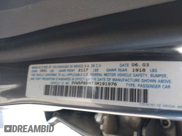 ✅ 2003 Volkswagen Jetta GLS • VIN: 3VWSP69M73M191976 • Lot: 42659593. Listed on IAAI with 307,544 mi. Free auction sales archive from the USA and detailed vehicle history report at DreamBid. Image 9.