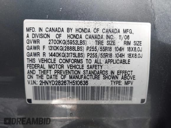 ✅ 2007 Acura MDX • VIN: 2HNYD28267H510636 • Lot: 42757180. Wystawiony na IAAI z przebiegiem 126 007 mil. Bezpłatny archiwum sprzedaży aukcyjnych z USA i szczegółowy raport historii pojazdu na DreamBid. Zdjęcie 9.