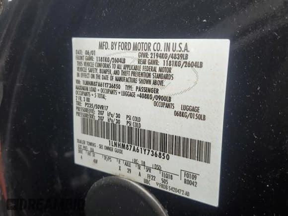 ✅ 2001 Lincoln LS • VIN: 1LNHM87A61Y736850 • Лот: 86742704. Опубликован ранее на Copart с пробегом 107 710 миль. Бесплатный доступ к архиву аукционных продаж из США и подробный отчёт об истории автомобиля на DreamBid. Изображение 14.