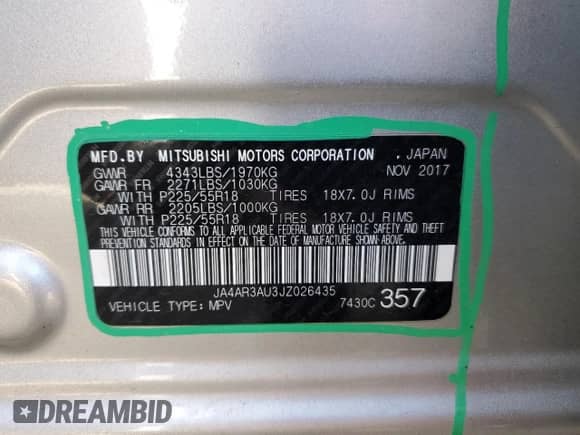 2018 Mitsubishi Outlander ES with VIN JA4AR3AU3JZ026435, listed as a Copart auction lot 84451235 with 117,583 mi miles and Salvage title. Bid and sale history available at DreamBid. Image 13.