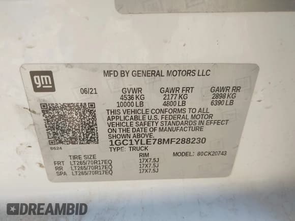 ✅ 2021 Chevrolet Silverado 2500HD Work Truck • VIN: 1GC1YLE78MF288230 • Лот: 43635503. Опубликован ранее на IAAI с пробегом 127 646 миль. Бесплатный доступ к архиву аукционных продаж из США и подробный отчёт об истории автомобиля на DreamBid. Изображение 9.