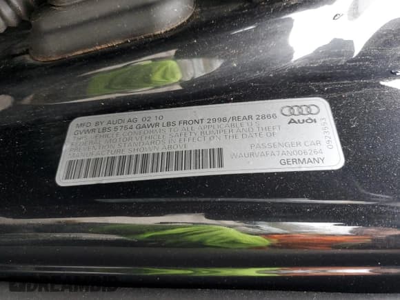 ✅ 2010 Audi A8 • VIN: WAURVAFA7AN006264 • Lot: 55554305. Listed on Copart with Not provided. Free auction sales archive from the USA and detailed vehicle history report at DreamBid. Image 12.