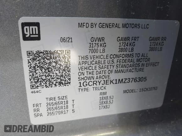 ✅ 2021 Chevrolet Silverado 1500 LT • VIN: 1GCRYJEK1MZ376305 • Lot: 42072134. Wystawiony na IAAI z przebiegiem 31 443 mil. Bezpłatny archiwum sprzedaży aukcyjnych z USA i szczegółowy raport historii pojazdu na DreamBid. Zdjęcie 9.