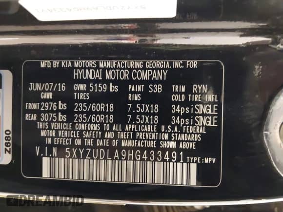 2017 Hyundai Santa Fe 2.0T z VIN 5XYZUDLA9HG433491, wystawiony jako IAAI lot #43298379 z przebiegiem 135 099 mil mil oraz . Historia ofert i sprzedaży dostępna na DreamBid. Obrazek 9.