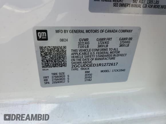 ✅ 2024 Chevrolet Silverado 1500 LTZ • VIN: 2GCUDGED1R1272617 • Лот: 64769255. Опубликован ранее на Copart с пробегом Не указан. Бесплатный доступ к архиву аукционных продаж из США и подробный отчёт об истории автомобиля на DreamBid. Изображение 12.