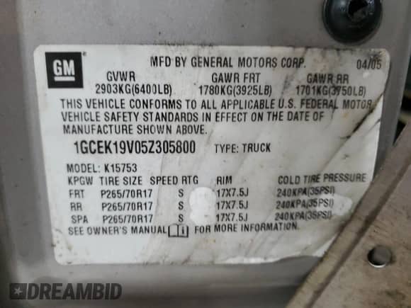 ✅ 2005 Chevrolet Silverado 1500 LS • VIN: 1GCEK19V05Z305800 • Lot: 86966714. Wystawiony na Copart z przebiegiem 340 587 mil mil. Skorzystaj z bezpłatnego archiwum sprzedaży aukcyjnych z USA i zobacz szczegółowy raport historii pojazdu na DreamBid. Zdjęcie 12.