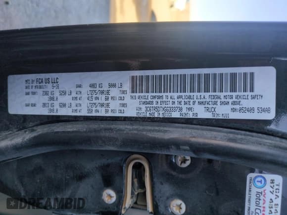 ✅ 2016 Ram 2500 SLT • VIN: 3C6TR5DTXGG333730 • Lot: 50763345. Listed on Copart with 113,764 mi. Free auction sales archive from the USA and detailed vehicle history report at DreamBid. Image 12.