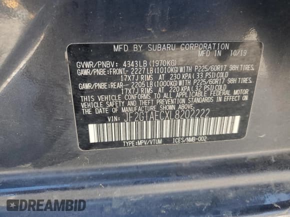 ✅ 2020 Subaru Crosstrek Premium • VIN: JF2GTAECXL8202222 • Lot: 91652355. Listed on Copart with 118,614 mi. Free auction sales archive from the USA and detailed vehicle history report at DreamBid. Image 13.