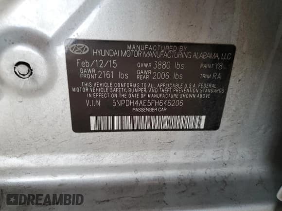 ✅ 2015 Hyundai Elantra SE • VIN: 5NPDH4AE5FH646206 • Lot: 82390695. Listed on Copart with 132,362 mi. Free auction sales archive from the USA and detailed vehicle history report at DreamBid. Image 12.