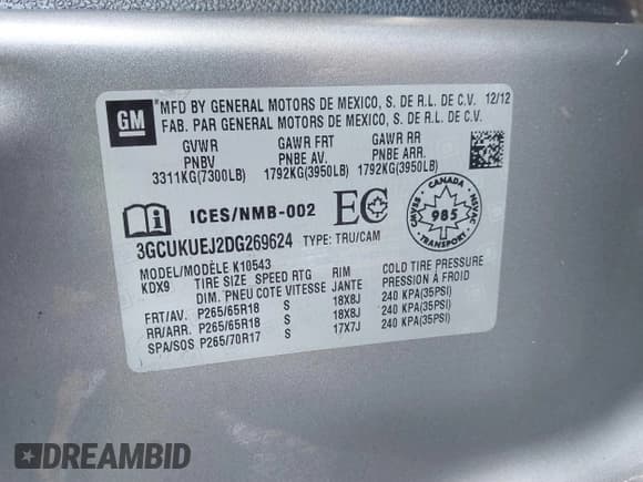 ✅ 2013 Chevrolet Silverado 1500 1HY • VIN: 3GCUKUEJ2DG269624 • Lot: 41655015. Listed on IAAI with 141,564 mi. Free auction sales archive from the USA and detailed vehicle history report at DreamBid. Image 9.