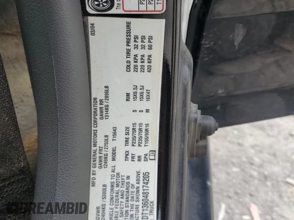 ✅ 2004 Chevrolet Colorado 1SB LS Z85 • VIN: 1GCDT136048174205 • Лот: 80365075. Опубликован ранее на Copart с пробегом 157 959 миль. Бесплатный доступ к архиву аукционных продаж из США и подробный отчёт об истории автомобиля на DreamBid. Изображение 12.