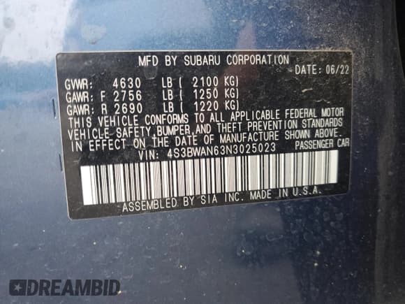 ✅ 2022 Subaru Legacy Limited • VIN: 4S3BWAN63N3025023 • Lot: 72103035. Wystawiony na Copart z przebiegiem 42 267 mil. Bezpłatny archiwum sprzedaży aukcyjnych z USA i szczegółowy raport historii pojazdu na DreamBid. Zdjęcie 12.