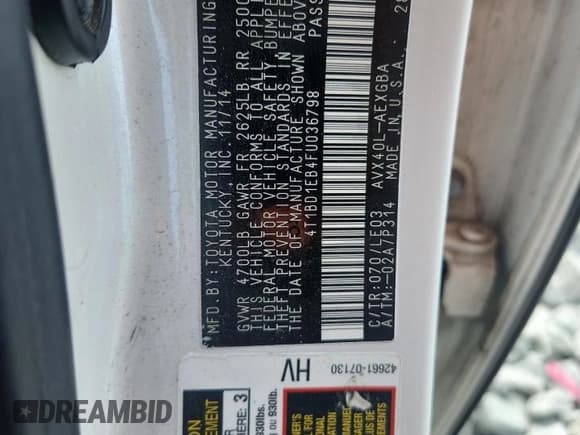 ✅ 2015 Toyota Avalon XLE Touring • VIN: 4T1BD1EB4FU036798 • Lot: 65621535. Wystawiony na Copart z przebiegiem 272 511 mil. Bezpłatny archiwum sprzedaży aukcyjnych z USA i szczegółowy raport historii pojazdu na DreamBid. Zdjęcie 13.