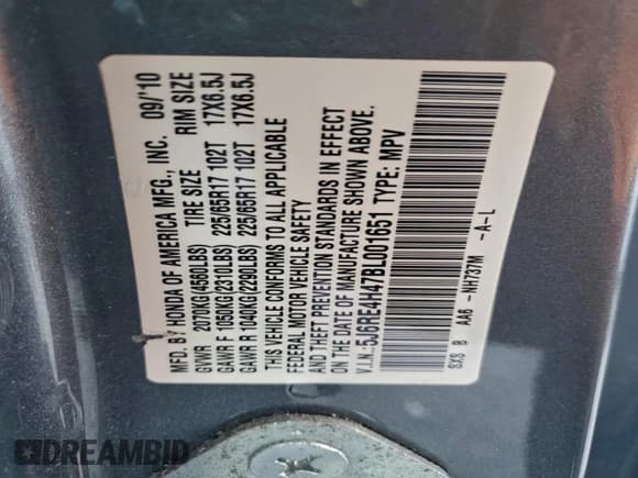 ✅ 2011 Honda CR-V SE • VIN: 5J6RE4H47BL001651 • Lot: 93947135. Listed on Copart with 155,712 mi. Free auction sales archive from the USA and detailed vehicle history report at DreamBid. Image 14.