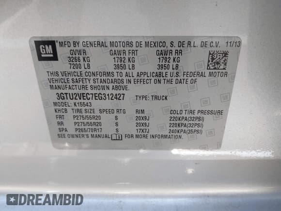 ✅ 2014 GMC Sierra 1500 SLT • VIN: 3GTU2VEC7EG312427 • Lot: 43663488. Listed on IAAI with 101,373 mi. Free auction sales archive from the USA and detailed vehicle history report at DreamBid. Image 9.