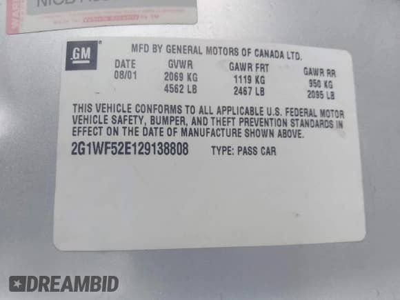 ✅ 2002 Chevrolet Impala • VIN: 2G1WF52E129138808 • Lot: 43110864. Wystawiony na IAAI z przebiegiem Nie podano. Bezpłatny archiwum sprzedaży aukcyjnych z USA i szczegółowy raport historii pojazdu na DreamBid. Zdjęcie 9.