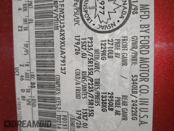 ✅ 1999 Ford Explorer XL • VIN: 1FMZU34X9XUA79137 • Лот: 91720985. Опубликован ранее на Copart с пробегом 186 558 миль. Бесплатный доступ к архиву аукционных продаж из США и подробный отчёт об истории автомобиля на DreamBid. Изображение 13.