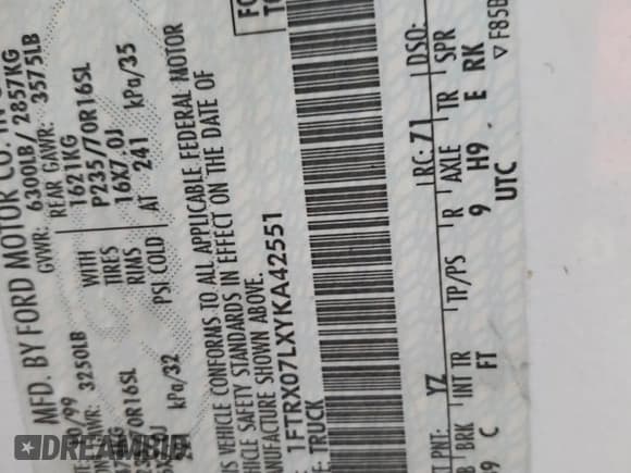 ✅ 2000 Ford F-150 XL • VIN: 1FTRX07LXYKA42551 • Lot: 55891345. Wystawiony na Copart z przebiegiem Nie podano. Bezpłatny archiwum sprzedaży aukcyjnych z USA i szczegółowy raport historii pojazdu na DreamBid. Zdjęcie 12.