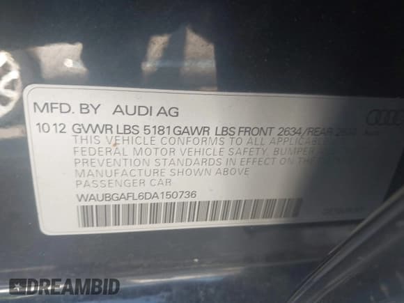 ✅ 2013 Audi S4 Premium Plus • VIN: WAUBGAFL6DA150736 • Лот: 43328099. Опубликован ранее на IAAI с пробегом 182 607 миль. Бесплатный доступ к архиву аукционных продаж из США и подробный отчёт об истории автомобиля на DreamBid. Изображение 9.