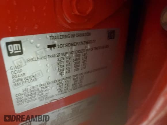 ✅ 2022 Chevrolet Silverado 1500 Custom • VIN: 1GCRDBEKXNZ568177 • Lot: 84717604. Listed on Copart with 40,539 mi. Free auction sales archive from the USA and detailed vehicle history report at DreamBid. Image 14.