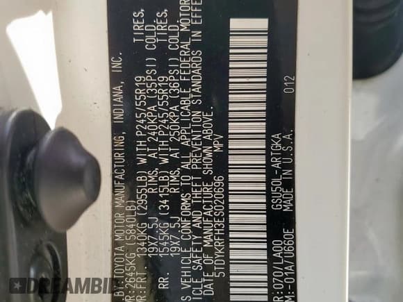 ✅ 2014 Toyota Highlander Limited • VIN: 5TDYKRFH3ES020696 • Lot: 80618315. Listed on Copart with 99,367 mi. Free auction sales archive from the USA and detailed vehicle history report at DreamBid. Image 14.