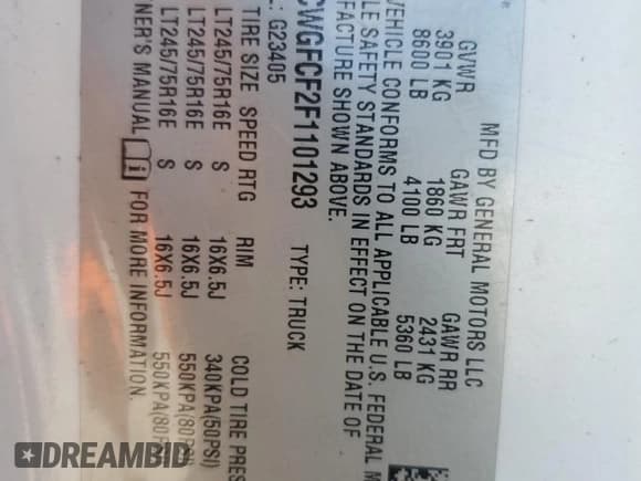 ✅ 2015 Chevrolet Express Cargo • VIN: 1GCWGFCF2F1101293 • Lot: 80942025. Listed on Copart with 224,865 mi. Free auction sales archive from the USA and detailed vehicle history report at DreamBid. Image 13.