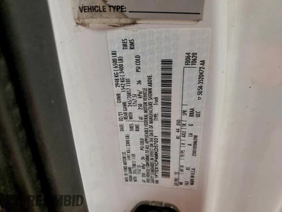 ✅ 2021 Ford F-150 XL • VIN: 1FTEX1CP4MKD57031 • Lot: 93657915. Listed on Copart with 155,919 mi. Free auction sales archive from the USA and detailed vehicle history report at DreamBid. Image 12.