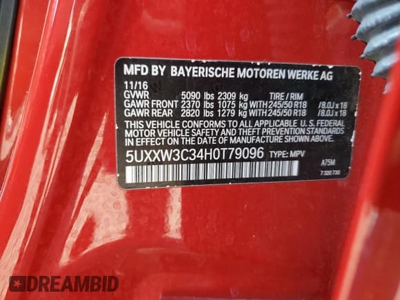 ✅ 2017 BMW X4 xDrive28i • VIN: 5UXXW3C34H0T79096 • Лот: 53792955. Опубликован ранее на Copart с пробегом Не указан. Бесплатный доступ к архиву аукционных продаж из США и подробный отчёт об истории автомобиля на DreamBid. Изображение 13.