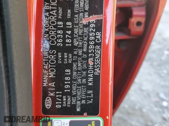 ✅ 2011 Kia Rio LX • VIN: KNADH4A35B6952936 • Lot: 70288604. Wystawiony na Copart z przebiegiem 98 359 mil. Bezpłatny archiwum sprzedaży aukcyjnych z USA i szczegółowy raport historii pojazdu na DreamBid. Zdjęcie 14.