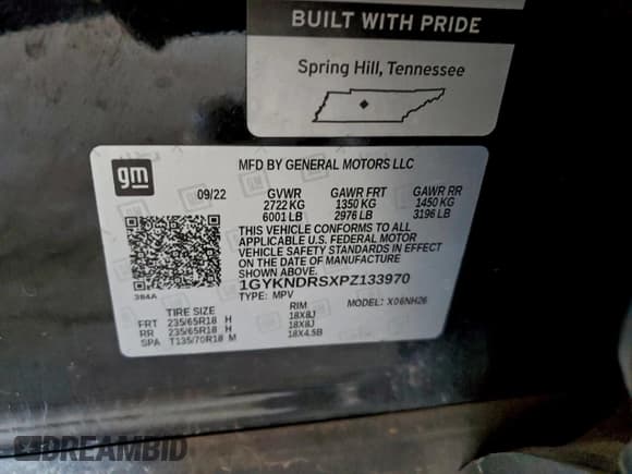 ✅ 2023 Cadillac XT5 AWD Premium Luxury • VIN: 1GYKNDRSXPZ133970 • Lot: 96274935. Wystawiony na Copart z przebiegiem 92 152 mil. Bezpłatny archiwum sprzedaży aukcyjnych z USA i szczegółowy raport historii pojazdu na DreamBid. Zdjęcie 12.