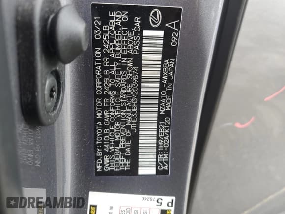 ✅ 2021 Lexus UX 200 F Sport • VIN: JTHE3JBH3M2039874 • Lot: 76300523. Listed on Copart with 14,330 mi. Free auction sales archive from the USA and detailed vehicle history report at DreamBid. Image 12.